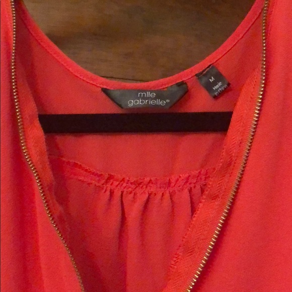 Coral v-neck sundress, drawstring & zipper, size M - Picture 3 of 6